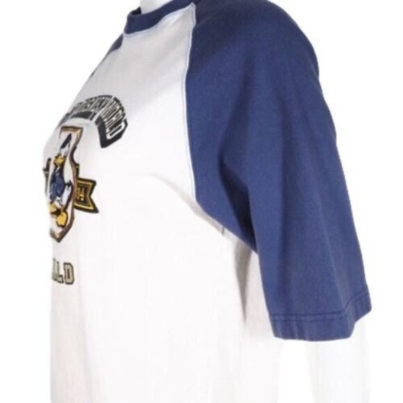 Vintage Walt Disney Small Donald Duck 1934 Baseball Tee Blue Raglan Sleeves - Picture 5 of 10